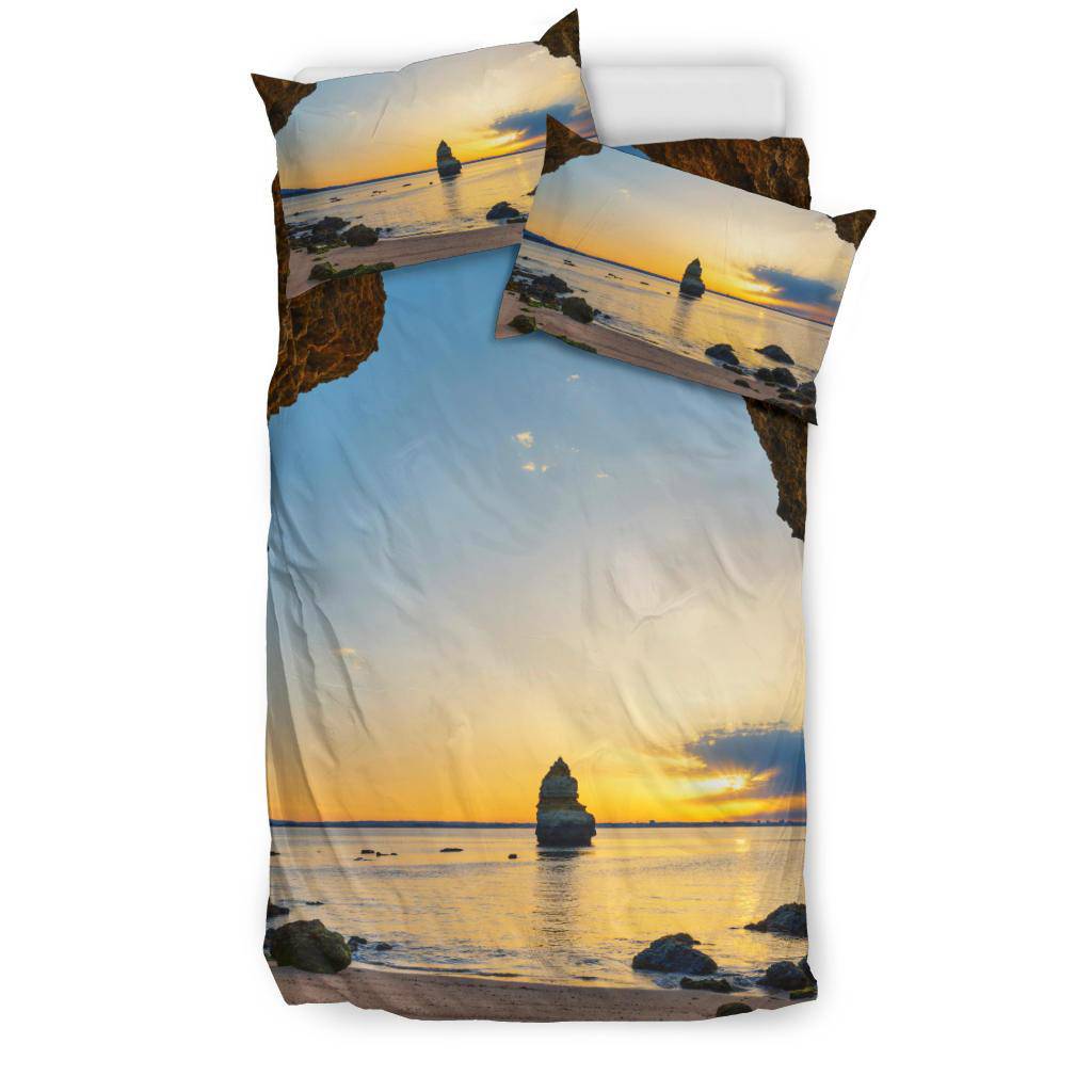 Camilo Beach Sunset Portugal Algarve City Cave Sea Sand Bedding Set - Top Content | POD Collection | Free Shipping