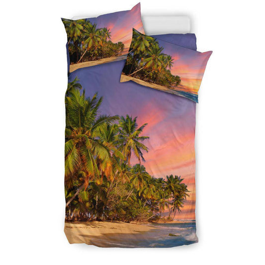 Coconut Beach Palms Sand Sunset Seaside  Bedding Set - Top Content | POD Collection | Free Shipping