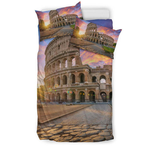 Colosseum Rome Italy Sunrise Morning Sky Bedding Set - Top Content | POD Collection | Free Shipping