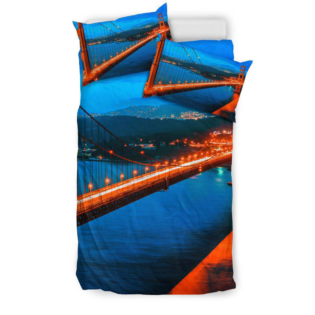 Famous Golden Gate Bridge San Francisco USA Night Bedding Set - Top Content | POD Collection | Free Shipping