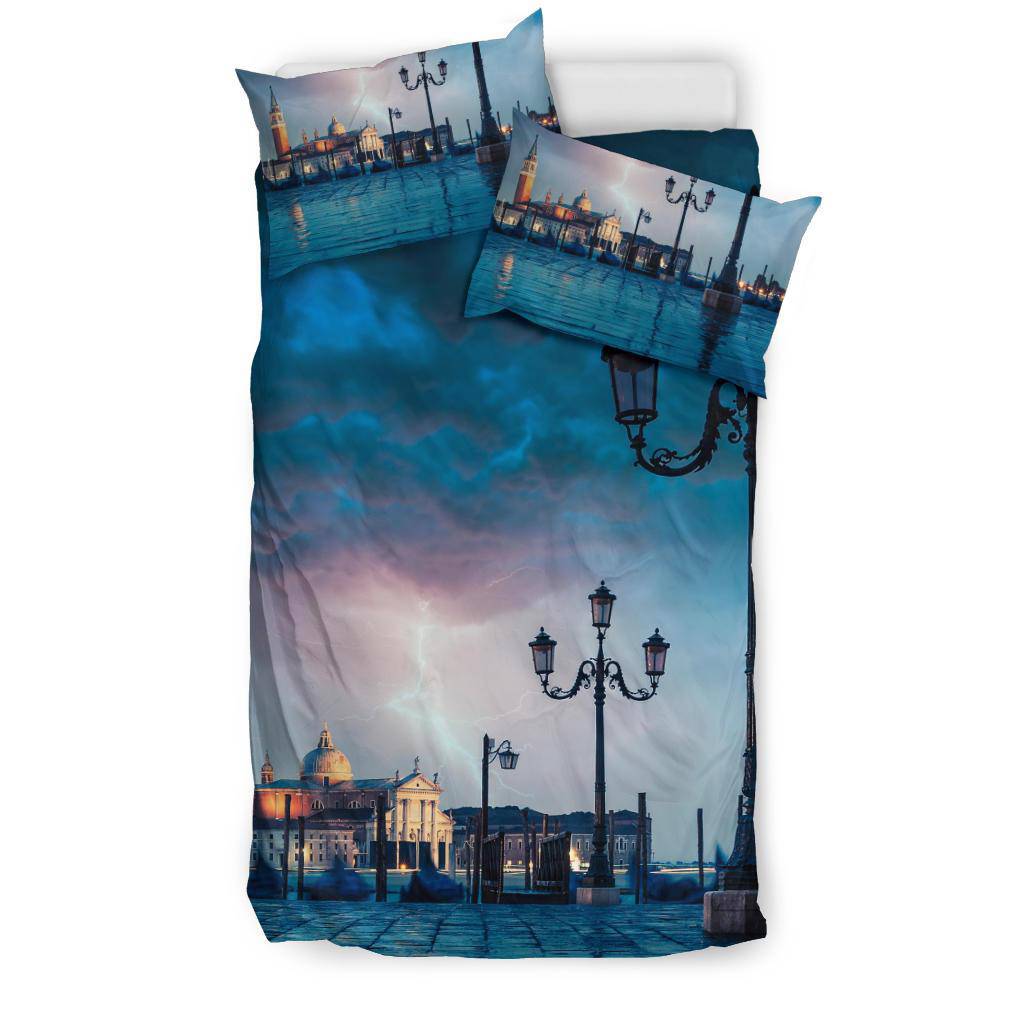 Floating Gondolas Lightining Stikes Rain Photography Bedding Set - Top Content | POD Collection | Free Shipping