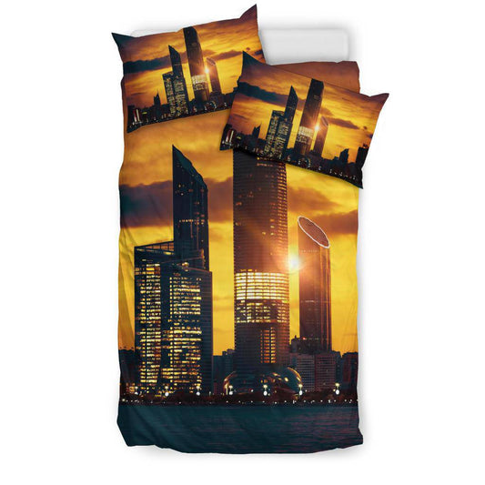 Abu Dhabi Skyline Sunset Arab Emirates Photography City Bedding Set - Top Content | POD Collection | Free Shipping