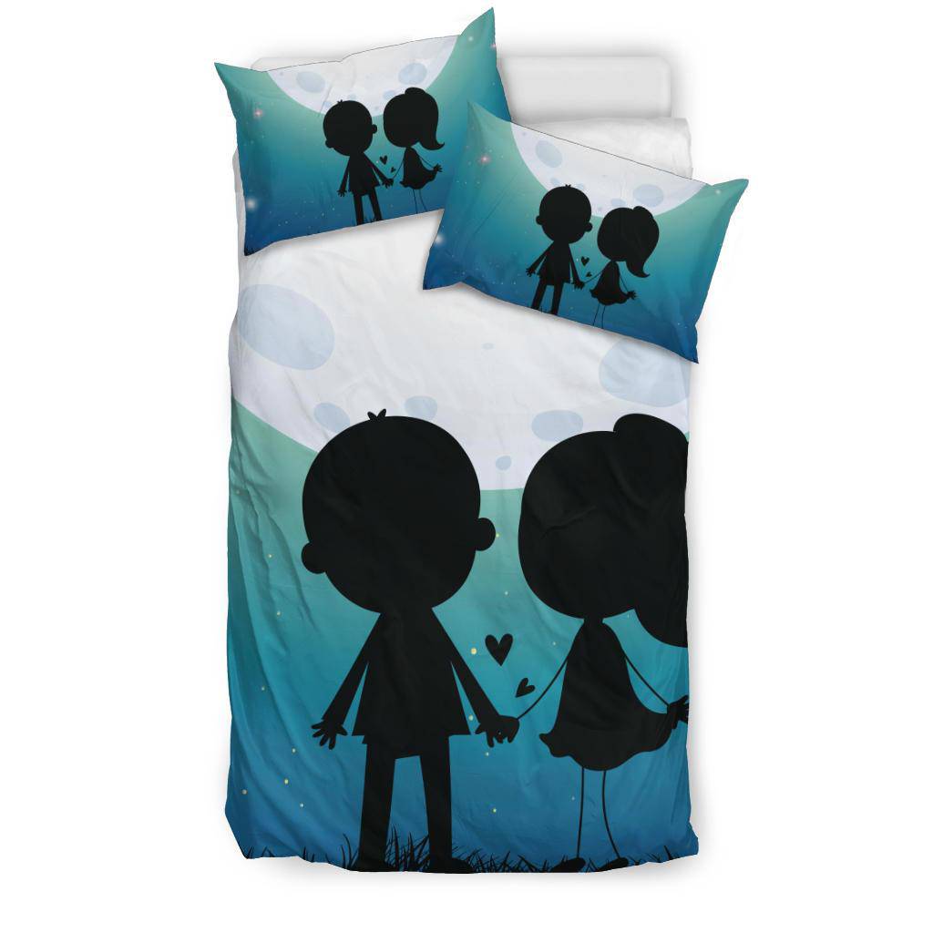 Couple Cartoon Silhouette Love Moonlight Bedding Set - Top Content | POD Collection | Free Shipping