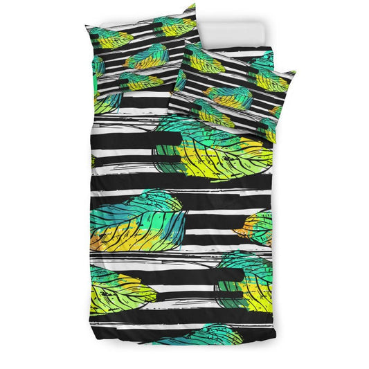 Hand Drawn Tropical Exotic Green Leaves Bedding Set - Top Content | POD Collection | Free Shipping