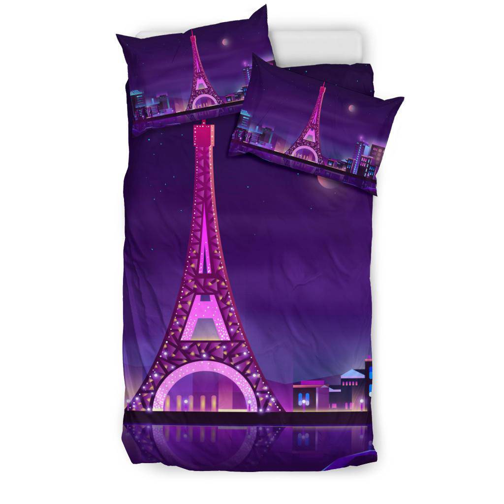 Paris Night Sky Street Light Cartoon Bedding Set - Top Content | POD Collection | Free Shipping