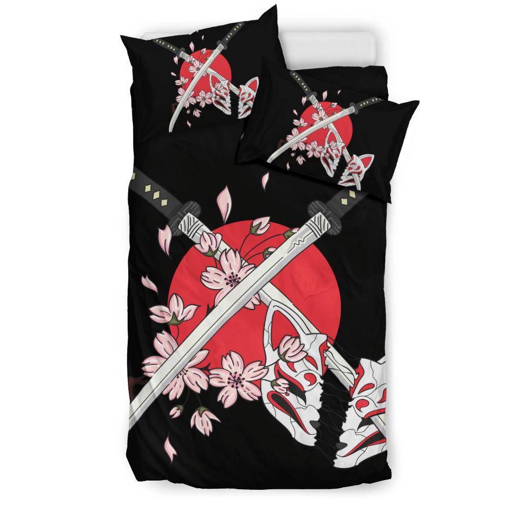 Swords Japanese Mask Kitsune Bedding Set - Top Content | POD Collection | Free Shipping