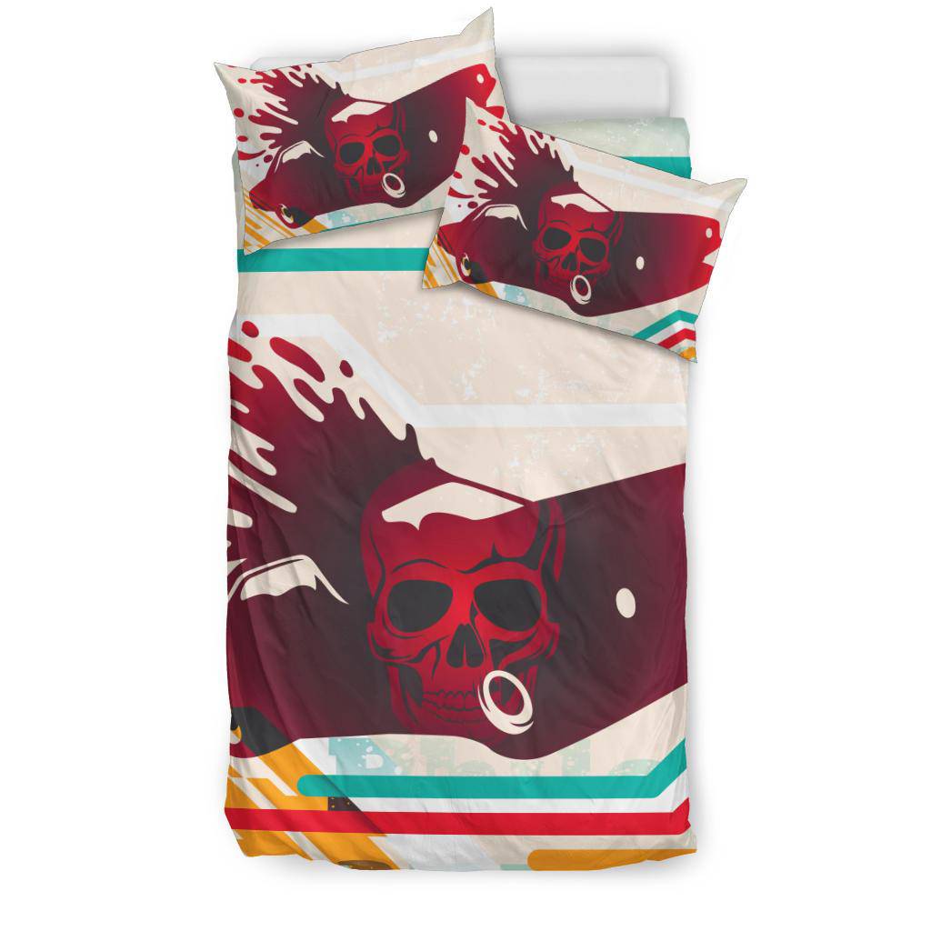 Abstract Art Human Skull Red Car Macabre Bedding Set - Top Content | POD Collection | Free Shipping