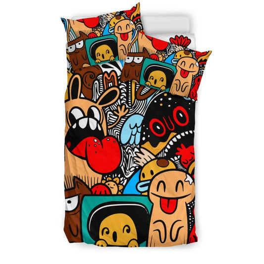 Funny Monster Drawing Graffiti Bedding Set - Top Content | POD Collection | Free Shipping