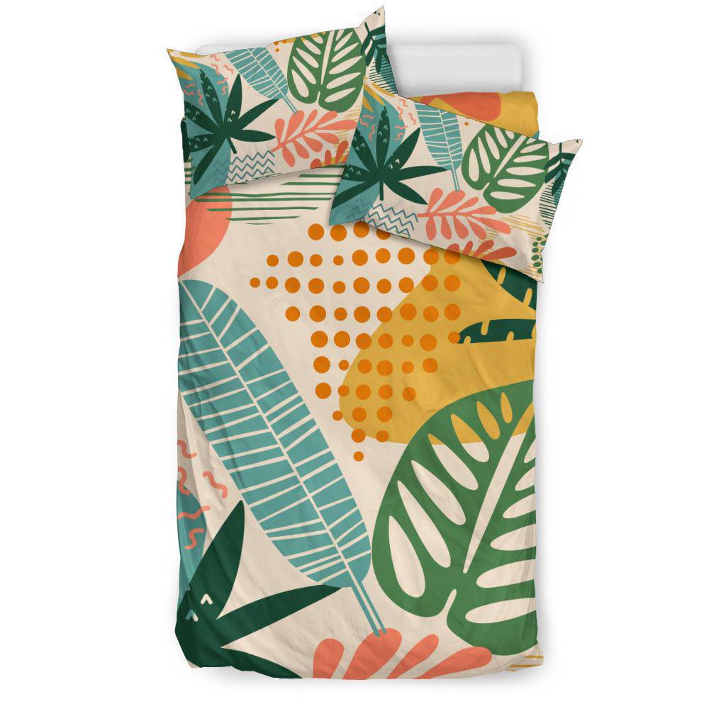 Tropical Leaves Nature Hand Drawn Bedding Set - Top Content | POD Collection | Free Shipping