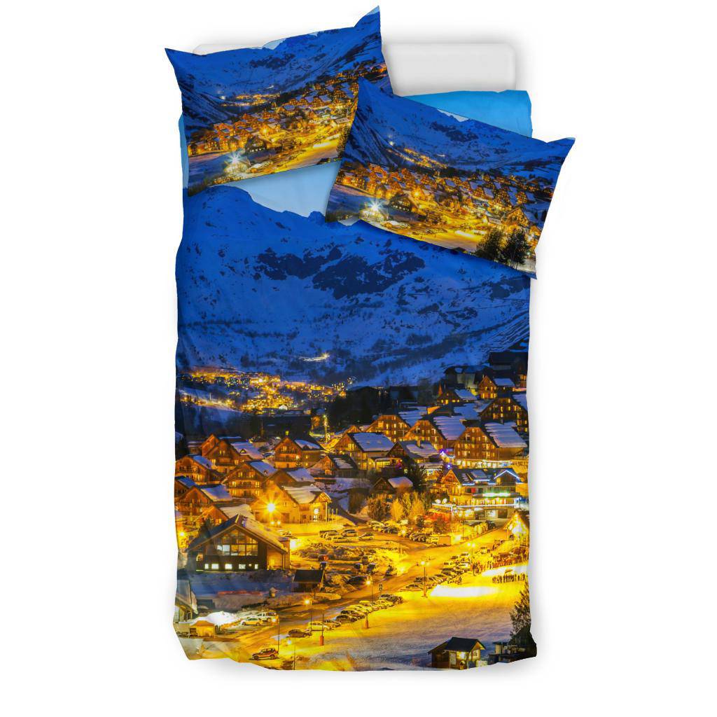 Winter Town France Travel Mountains Bedding Set - Top Content | POD Collection | Free Shipping