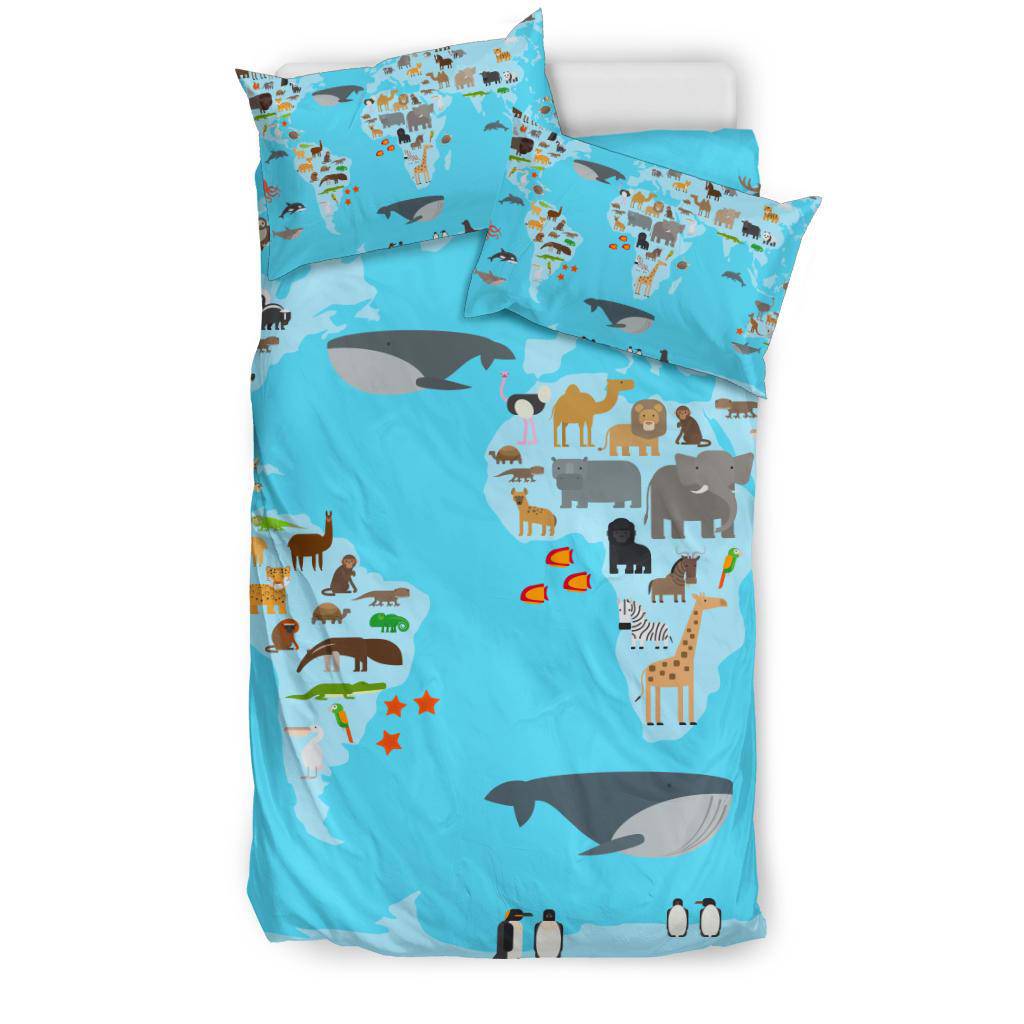 World Map Animals Travel Bedding Set - Top Content | POD Collection | Free Shipping