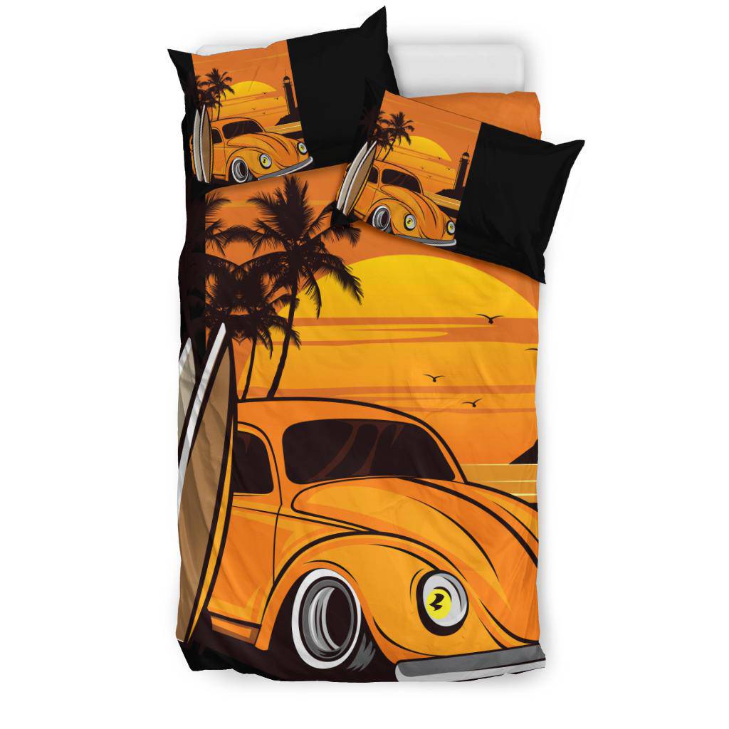 Beach Sunset Classic Car Cartoon Bedding Set - Top Content | POD Collection | Free Shipping