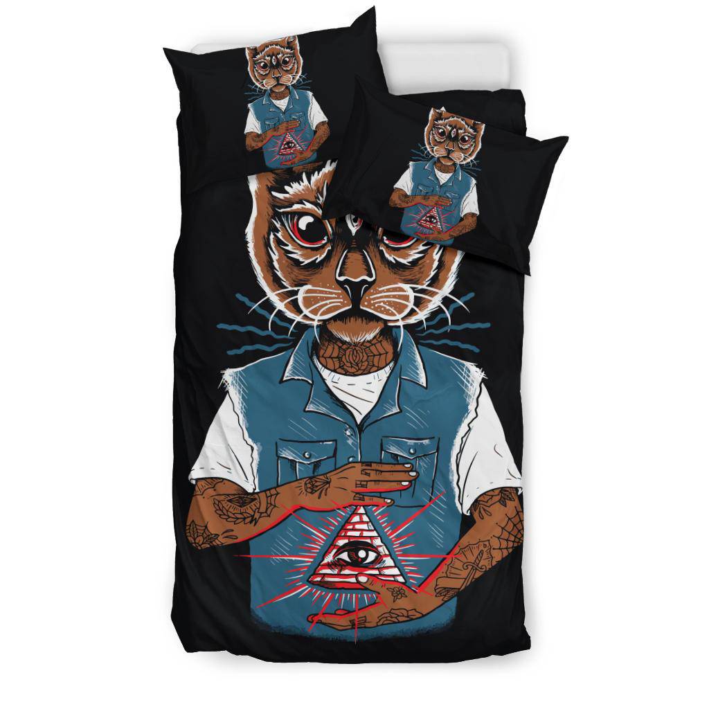 Cat Pet 3rd Eye Illuminati Art Tattoo Bedding Set - Top Content | POD Collection | Free Shipping