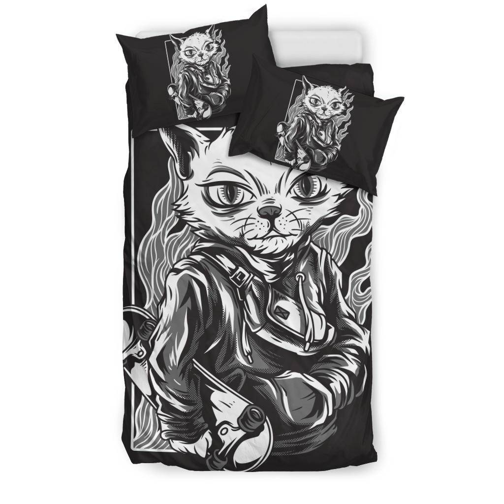 Cool Skater Cat Cartoon Bedding Set - Top Content | POD Collection | Free Shipping