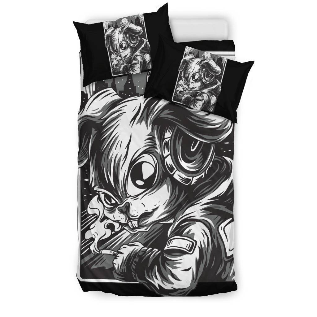 Cool Smoking Rabbit Art Cartoon Drawing Bedding Set - Top Content | POD Collection | Free Shipping