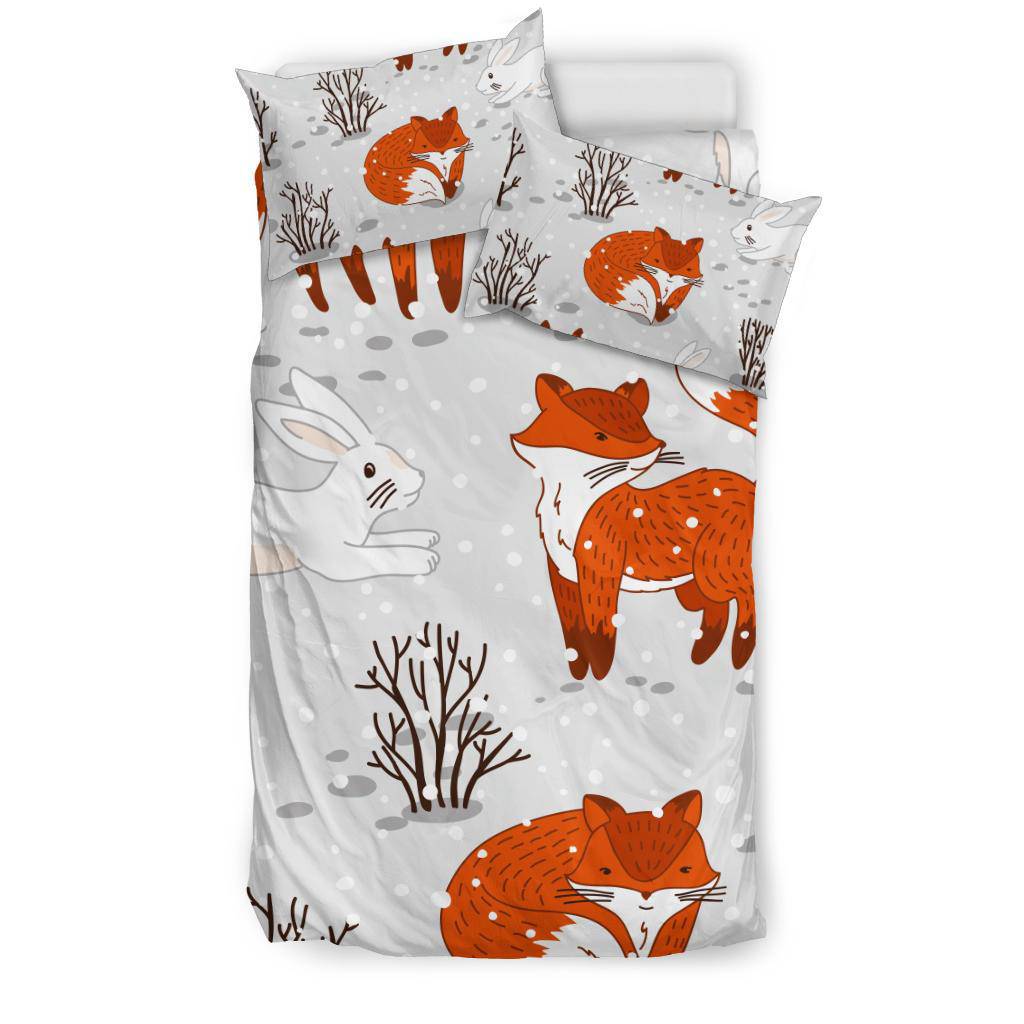 Cute Fox Bunny Winter Animals Bedding Set - Top Content | POD Collection | Free Shipping