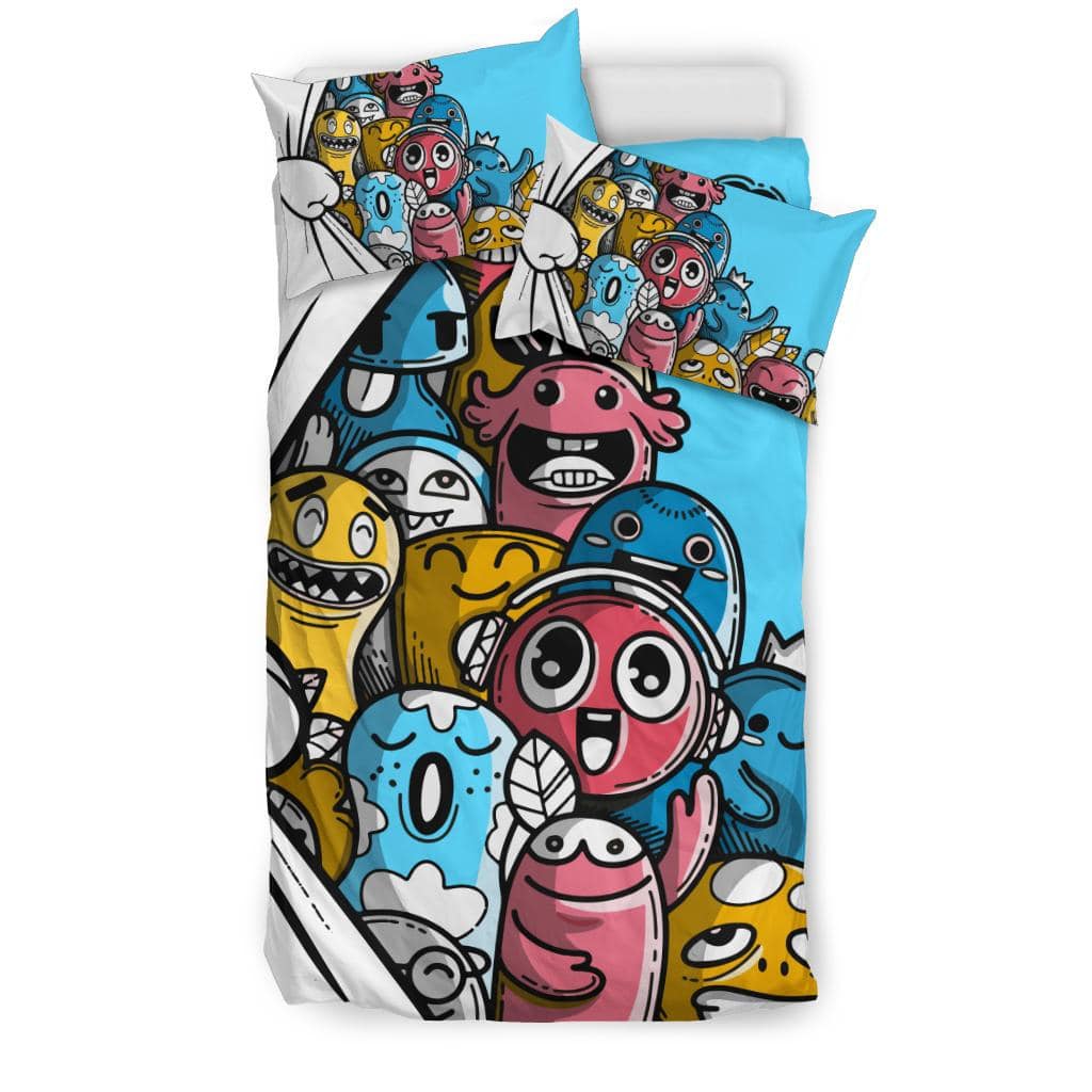 Cute Friendly Hand Drawn Monsters Bedding Set - Top Content | POD Collection | Free Shipping