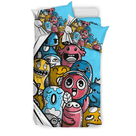 Cute Friendly Hand Drawn Monsters Bedding Set - Top Content | POD Collection | Free Shipping