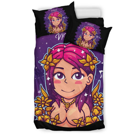 Cute Virgo Zodiac Cartoon Bedding Set - Top Content | POD Collection | Free Shipping