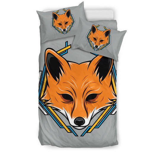 Geometric Fox Head Cartoon Bedding Set - Top Content | POD Collection | Free Shipping