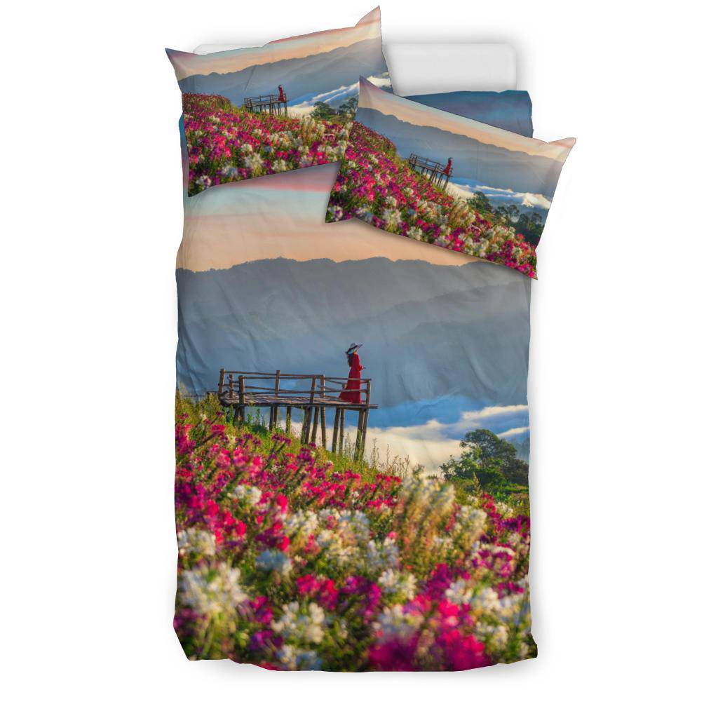 Girl Colourful Flower Field Nature Bedding Set - Top Content | POD Collection | Free Shipping