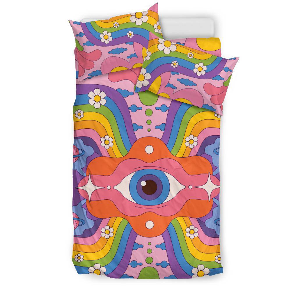 Hand Drawn Psychedelic Groovy Art Bedding Set - Top Content | POD Collection | Free Shipping