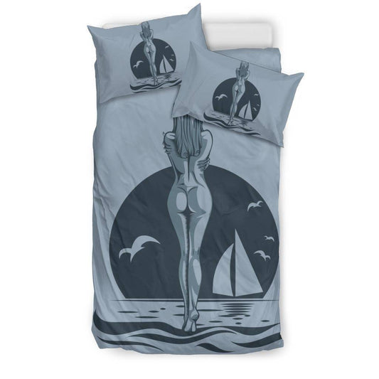 Nude Girl At Sea Sunset Art Bedding Set - Top Content | POD Collection | Free Shipping