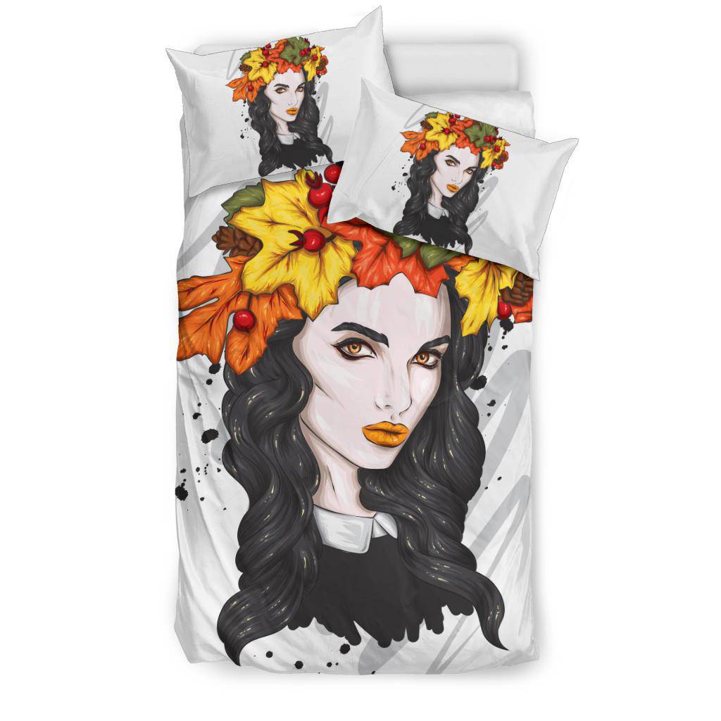 Autumn Leaves Wreath Girl Bedding Set - Top Content | POD Collection | Free Shipping