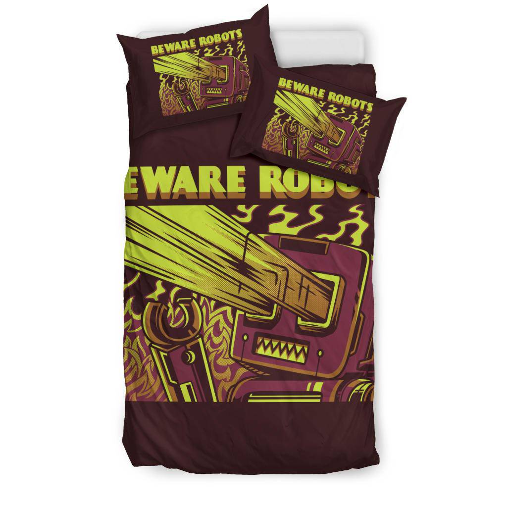 Beware Robots Fire Flames Bedding Set - Top Content | POD Collection | Free Shipping