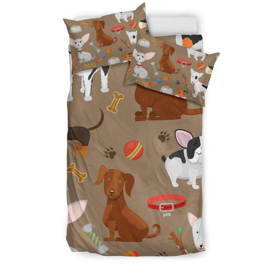 Cute Funny Dog Cartoon Background Bedding Set - Top Content | POD Collection | Free Shipping