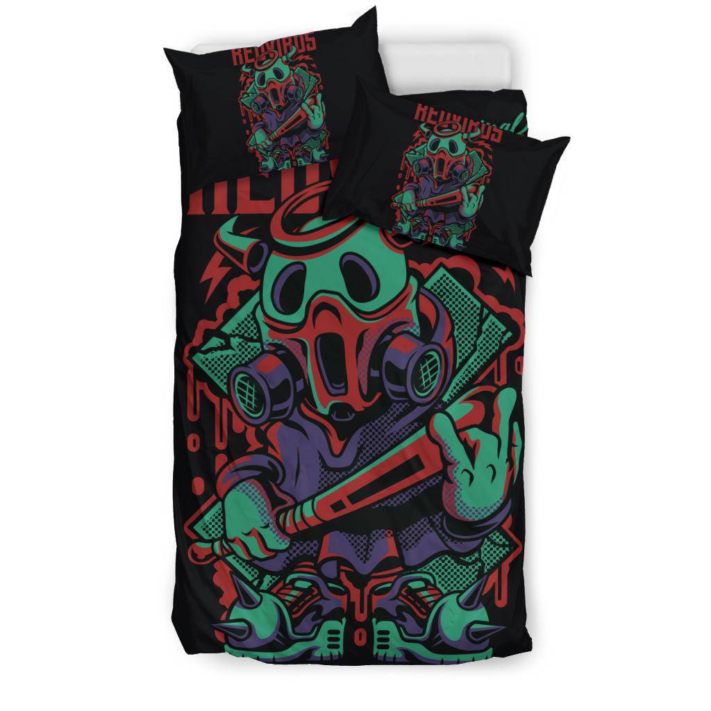 Red Virus Monster Art Cartoon Bedding Set - Top Content | POD Collection | Free Shipping