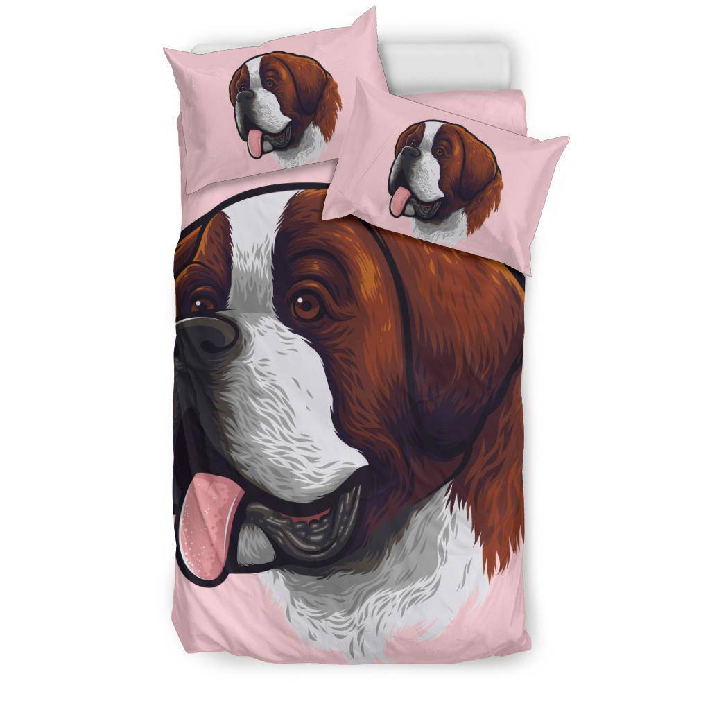 Saint Bernard Dog Cartoon Portrait Bedding Set - Top Content | POD Collection | Free Shipping