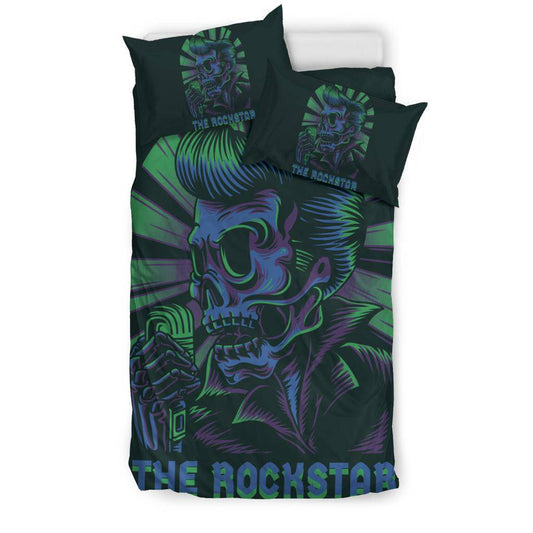 Elvi Skull The Rockstar Retro Cartoon Bedding Set - Top Content | POD Collection | Free Shipping