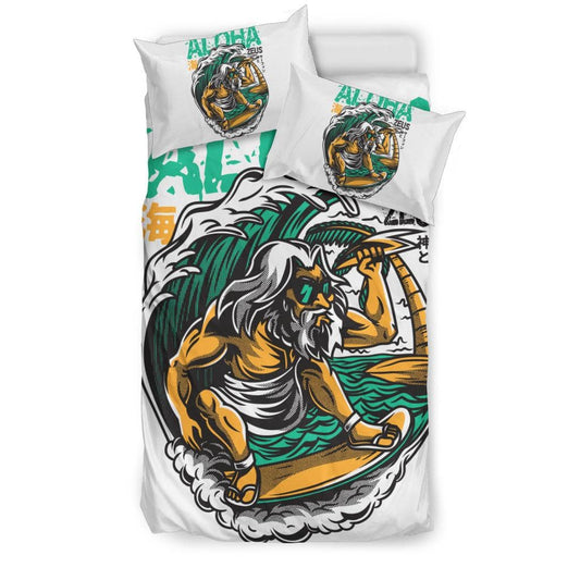 Funny Aloha Zeus God Surfing Bedding Set - Top Content | POD Collection | Free Shipping