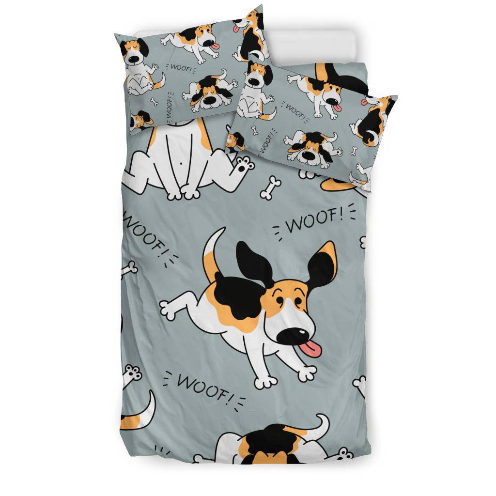 Sketch Beagle Dog Pattern Background Cartoon Bedding Set - Top Content | POD Collection | Free Shipping