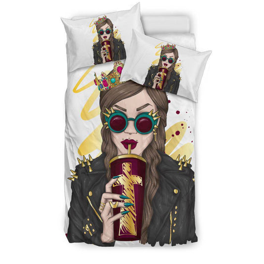 Stylish Rock Girl Cartoon Bedding Set - Top Content | POD Collection | Free Shipping