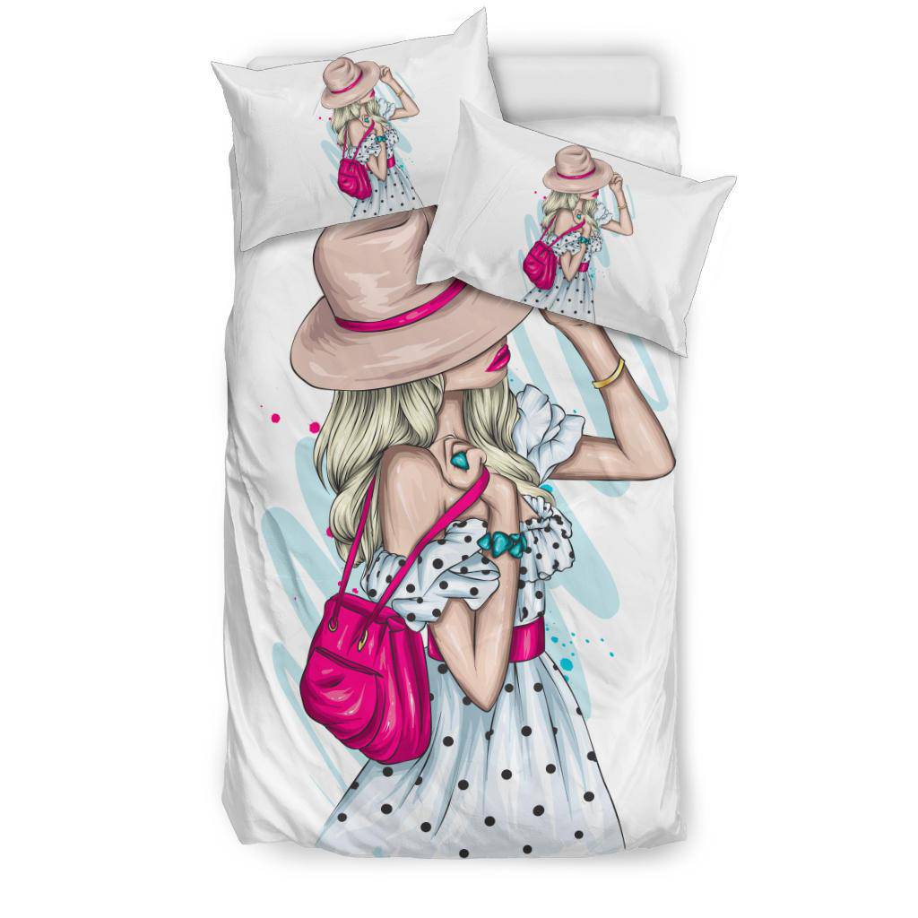 Stylish Summer Girl Cartoon Bedding Set - Top Content | POD Collection | Free Shipping