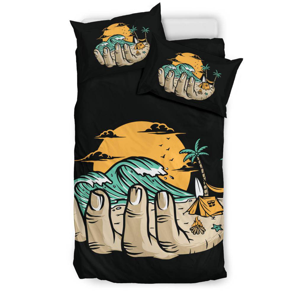 Beach In Your Hand Cool Illustration Bedding Set - Top Content | POD Collection | Free Shipping