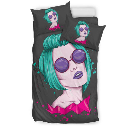 Beatiful Short Hair Girl Illustration Bedding Set - Top Content | POD Collection | Free Shipping