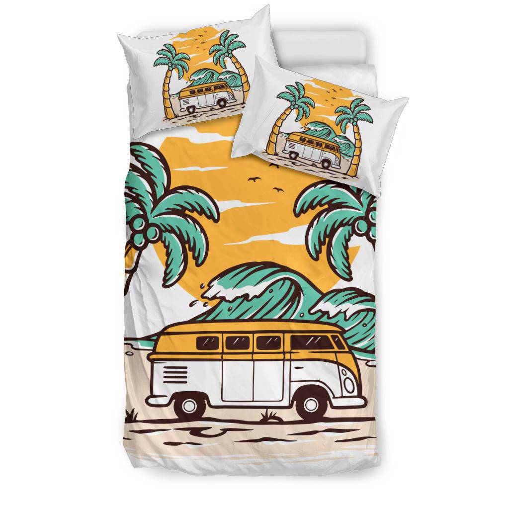 Beautiful Beach Views Van Travel Cartoon Bedding Set - Top Content | POD Collection | Free Shipping