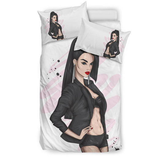 Beautiful Red Lips Model Girl Vector Bedding Set - Top Content | POD Collection | Free Shipping