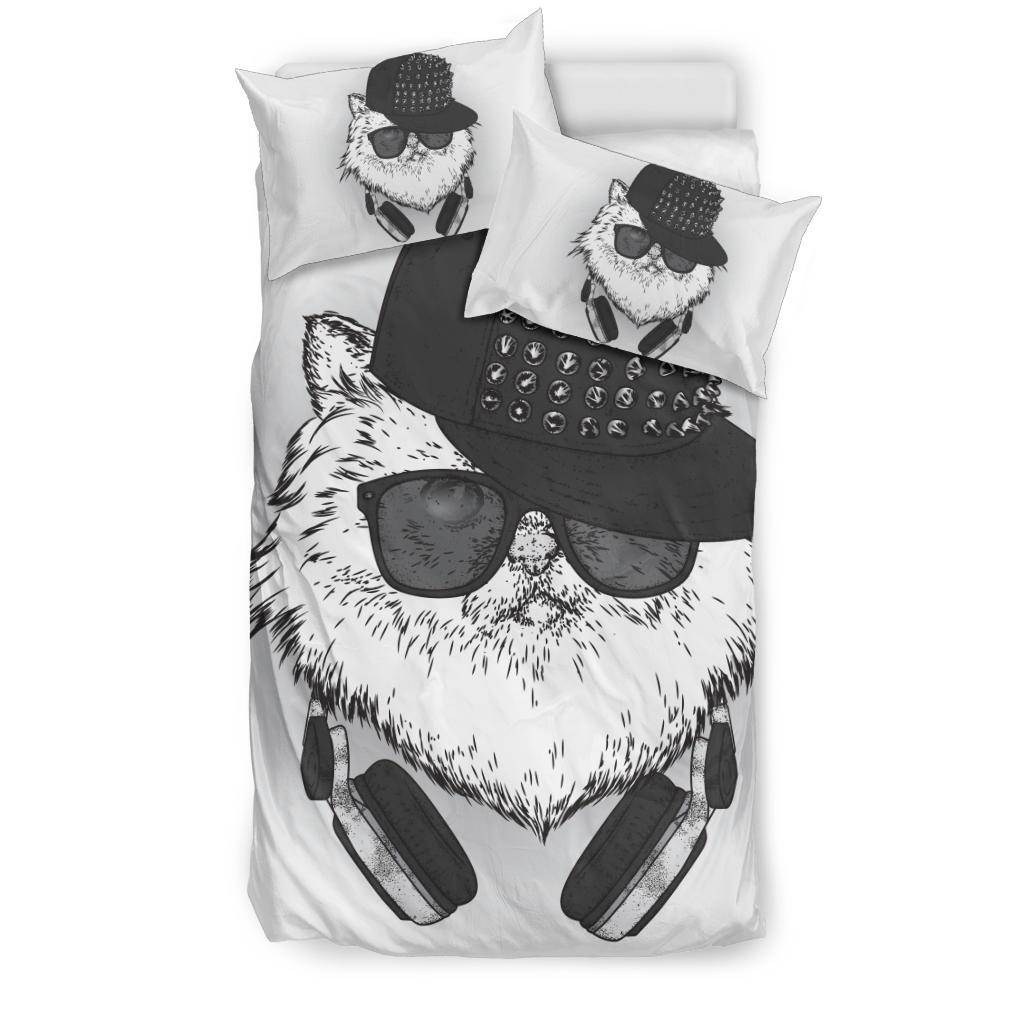 Cat Wearing Cap and Headphones Cool Portrait Bedding Set - Top Content | POD Collection | Free Shipping