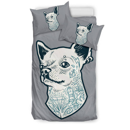 Chihuahua Dog With Tattoos Vector Cartoon Bedding Set - Top Content | POD Collection | Free Shipping