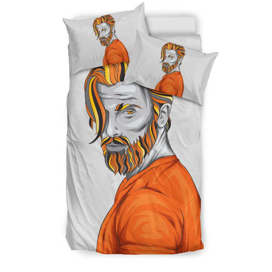 Colourful Handsome Man With Beard Cartoon Portrait Bedding Set - Top Content | POD Collection | Free Shipping