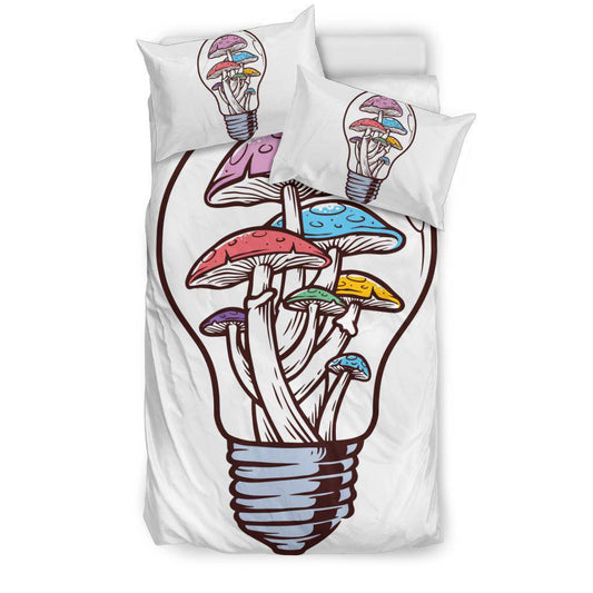 Colourful Light Magic Mushroom Illustration Bedding Set - Top Content | POD Collection | Free Shipping