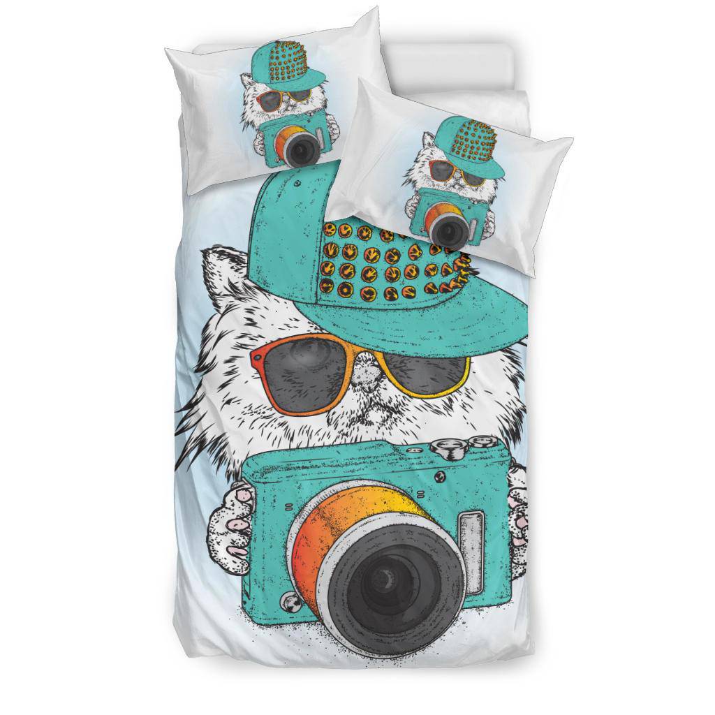 Cool Cat Cap Camera Photography Cartoon Bedding Set - Top Content | POD Collection | Free Shipping