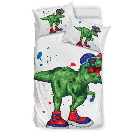 Cool Dinosaur With Colourful Sneakers Cartoon Bedding Set - Top Content | POD Collection | Free Shipping