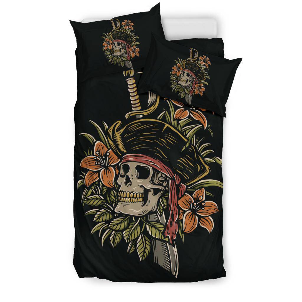 Dead Pirate Skull Cool Cartoon Illustration Bedding Set - Top Content | POD Collection | Free Shipping