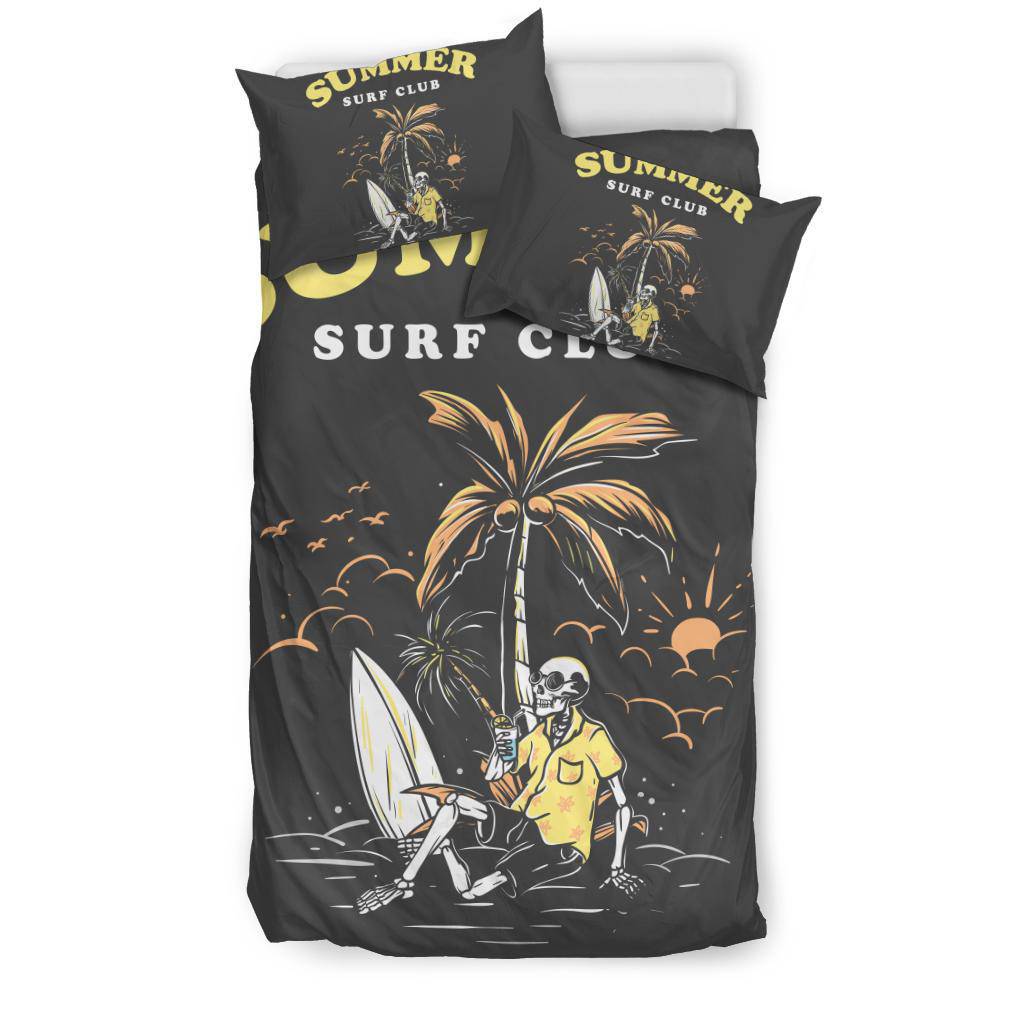 Summer Surf Vibes Skull Art Cartoon Bedding Set - Top Content | POD Collection | Free Shipping