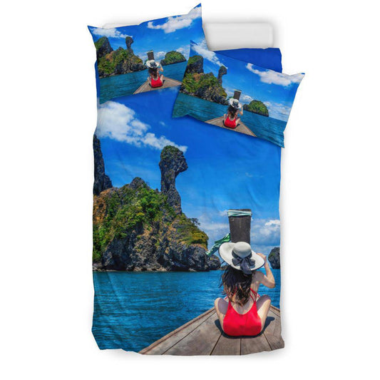 Thailand Island Girl Boat View Bedding Set - Top Content | POD Collection | Free Shipping